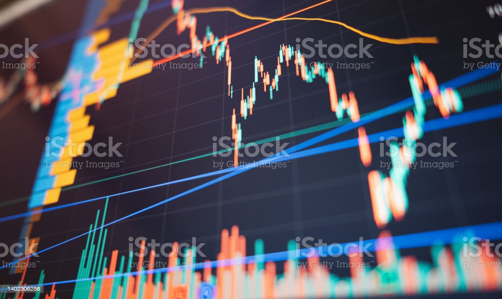 Gráfico que muestra tendencias del mercado bursátil.